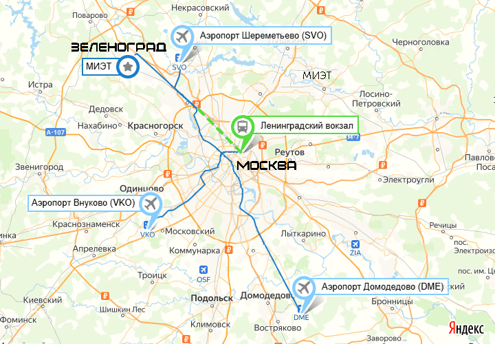 Карта проезда к НИУ МИЭТ